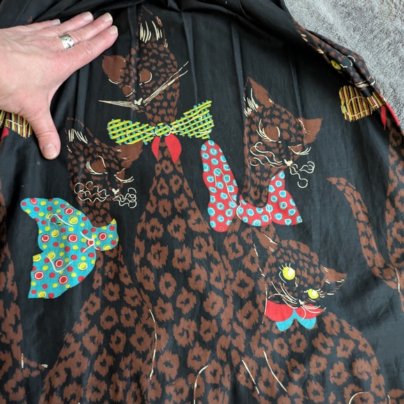 Black Cat Print Women's Skirt - Picture 3 of 6